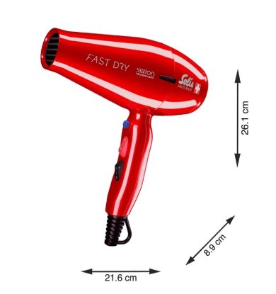 Sušilnik za lase SOLIS SOL 96817, profesionalni, hitro sušenje, 2200W, AC motor, rdeč