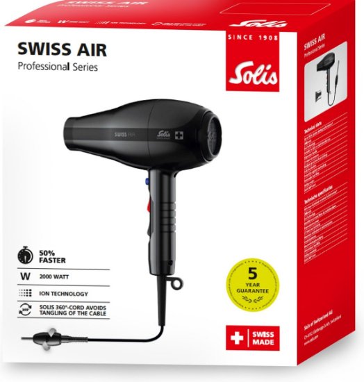 Sušilnik za lase SOLIS Air Black 360 SOL 96961, 2000W, črn