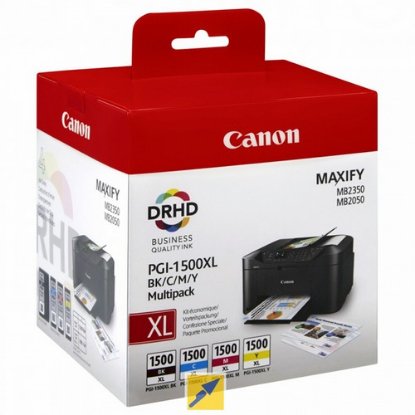 Kartuša za CANON PGI-1500XL Multipack, za Maxify MB2150/MB2750, crna/cijan/magenta/rumena