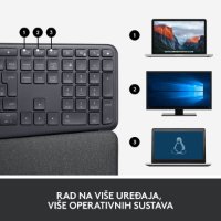 LOGITECH Ergo K860 tipkovnica, ergonomska, brezžična, črna.