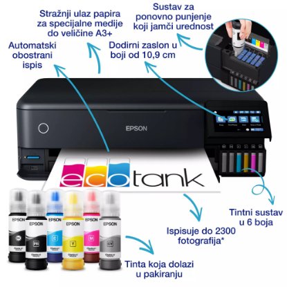 Multifunkcijski Tiskalnik EPSON EcoTank L8180, Tiskalnik/scanner/copy, 5760 dpi, A3, LAN, USB, WiFi