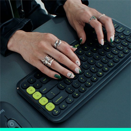Tipkovnica LOGITECH POP Icon Keys, brezžična, US Layout, BT, ljubičasto-bela