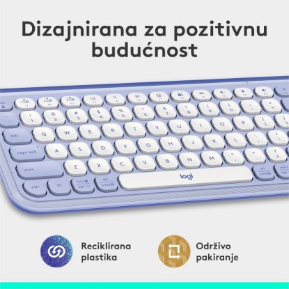 Tipkovnica LOGITECH POP Icon Keys, brezžična, US Layout, BT, ljubičasto-bela