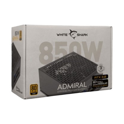 Napajlnik 850W, WHITE SHARK Admiral, 140mm vent., 80+ Gold, modular