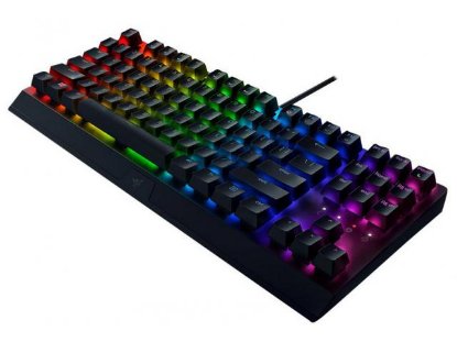 Tipkovnica RAZER BlackWidow V3 Tenkeyless, mehanska, Yellow Switch, RGB, US Layout, črna, USB.
