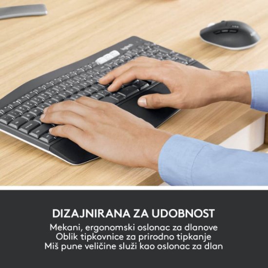 Tipkovnica + miška LOGITECH MK850 Wireless Desktop, brezžična, črna, Unifying receiver USB