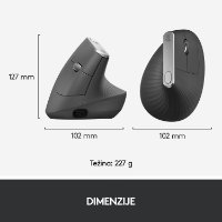 Miška LOGITECH MX Vertical Advanced Ergonomic, optična, brezžična, USB, črna