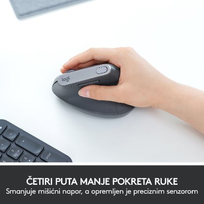 Miška LOGITECH MX Vertical Advanced Ergonomic, optična, brezžična, USB, črna