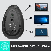 Miška LOGITECH MX Vertical Advanced Ergonomic, optična, brezžična, USB, črna