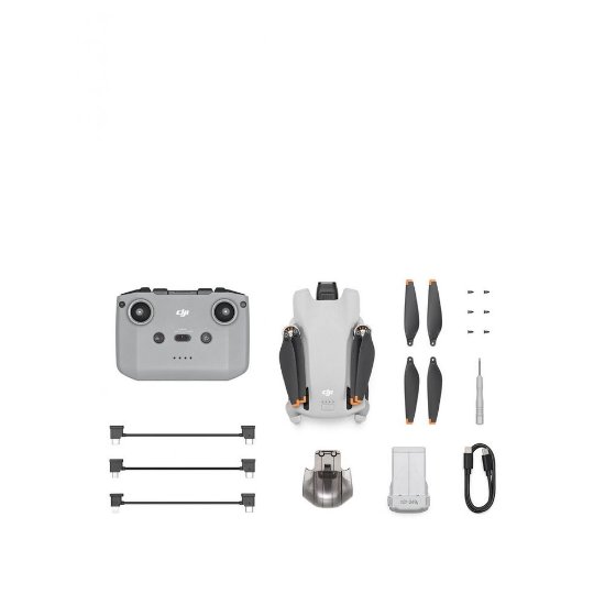 Dron DJI Mini 3, 4K kamera, 3-osni gimbal, čas leta do 38 min, daljinski upravljalnik, bel