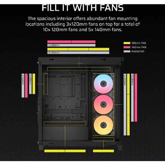Kućište CORSAIR Frame 4500X, window, MIDI, E-ATX, crno, bez napajanja