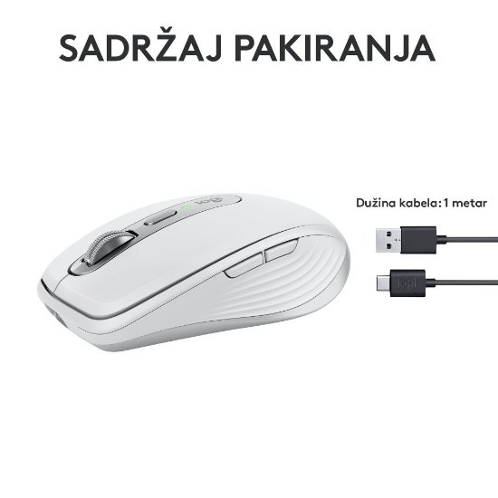 Miška LOGITECH MX Anywhere 3S, laserska, brezžična, BT, pale gray