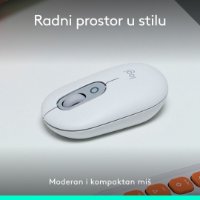 Miška LOGITECH POP, optična, brezžična, USB, BT, 1000dpi, bela