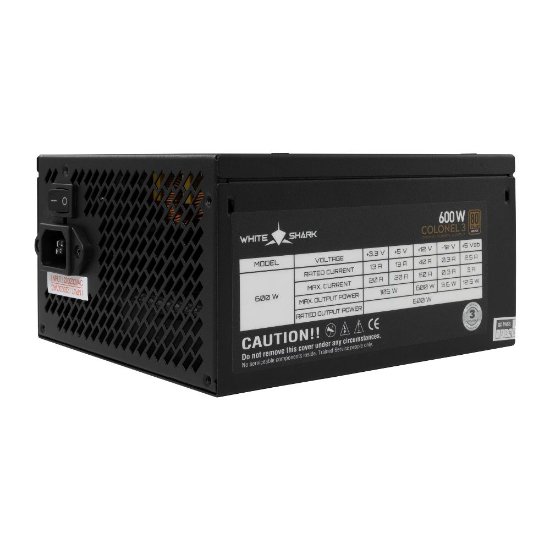 Napajalnik 600W, WHITE SHARK Colonel-3, 140mm vent., 80+ Bronze, modularni