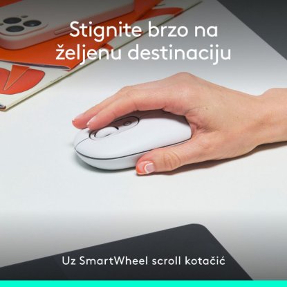 Miška LOGITECH POP, optična, brezžična, USB, BT, 1000dpi, bela