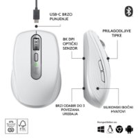 Miška LOGITECH MX Anywhere 3S, laserska, brezžična, BT, pale gray