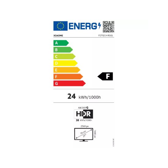 Gaming monitor 27" XIAOMI G27Qi, QHD, IPS, 180Hz, 1ms, 300cd/m2, FreeSync, črni