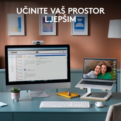 Tipkovnica + miška LOGITECH MK950 Signature Slim Combo, brezžična, bela, Bolt Receiver USB