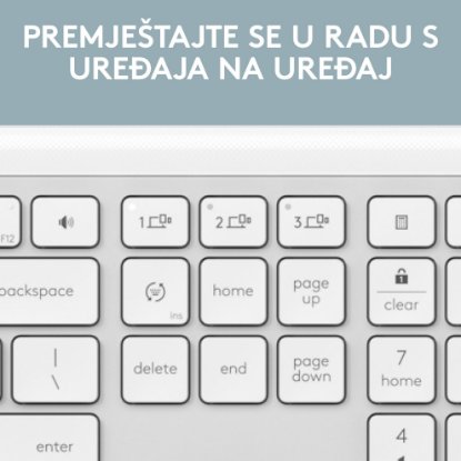 Tipkovnica + miška LOGITECH MK950 Signature Slim Combo, brezžična, bela, Bolt Receiver USB