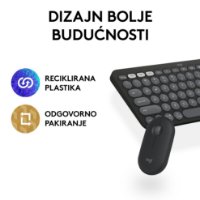 Tipkovnica + Miška LOGITECH Pebble 2 Combo, brezžična, črna