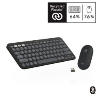 Tipkovnica + Miška LOGITECH Pebble 2 Combo, brezžična, črna