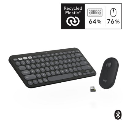 Tipkovnica + Miška LOGITECH Pebble 2 Combo, brezžična, črna