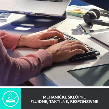 Tipkovnica LOGITECH MX Mechanical Mini Tactile Quiet, brezžična, BT, črna