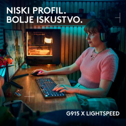 Tipkovnica LOGITECH Gaming G915 X Lightspeed Tactile, RGB, mehanička, brezžična, US Layout, črna
