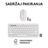 Tipkovnica + miška LOGITECH Pebble 2 Combo, brezžična, bela