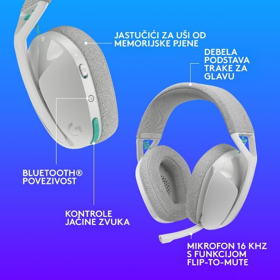 Slušalke LOGITECH Gaming G321, brezžične, BT, USB, bele