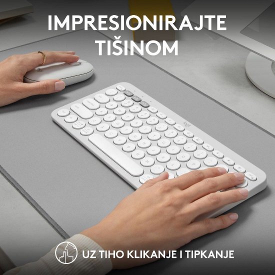 Tipkovnica + miška LOGITECH Pebble 2 Combo, brezžična, bela
