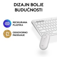 Tipkovnica + miška LOGITECH Pebble 2 Combo, brezžična, bela