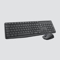 Tipkovnica + miška LOGITECH MK235 Wireless Desktop, brezžična, siva, USB