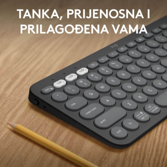 Tipkovnica LOGITECH Pebble Keys 2 K380S, BT, kompaktna, črna