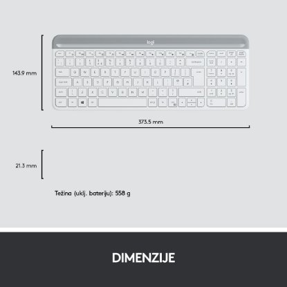 Tipkovnica + miška LOGITECH MK470 Slim Wireless, brezžična, bela