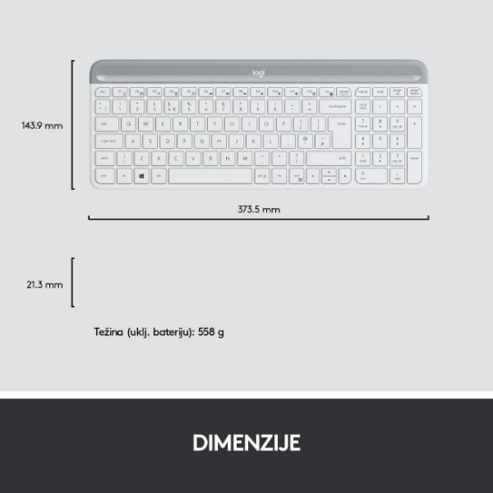 Tipkovnica + miška LOGITECH MK470 Slim Wireless, brezžična, bela