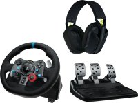 Volan LOGITECH G29 Driving Force Racing Wheel, za igranje na PC/PS3/PS4/PS5, USB + Slušalke LOGITECH Gaming G435 Lightspeed, brezžične, USB-C, Bluetooth, črne