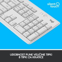 Tipkovnica + miška LOGITECH MK295 Silent Wireless Combo, brezžična, bela, USB