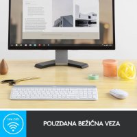 Tipkovnica + miška LOGITECH MK470 Slim Wireless, brezžična, bela
