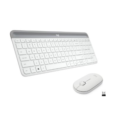 Tipkovnica + miška LOGITECH MK470 Slim Wireless, brezžična, bela