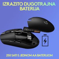 Miška LOGITECH Gaming G305 Lightspeed, bežični, optički, 12000dpi, lilac, USB