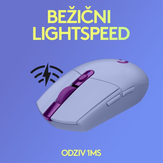 Miška LOGITECH Gaming G305 Lightspeed, bežični, optički, 12000dpi, lilac, USB