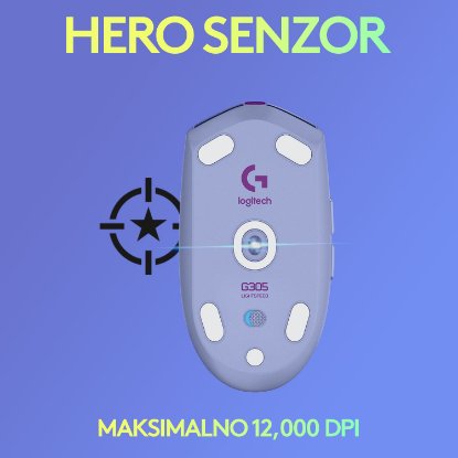 Miška LOGITECH Gaming G305 Lightspeed, bežični, optički, 12000dpi, lilac, USB