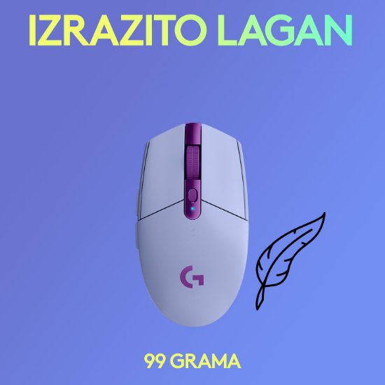 Miška LOGITECH Gaming G305 Lightspeed, bežični, optički, 12000dpi, lilac, USB