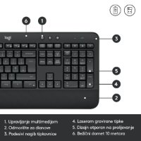 Tipkovnica + miška LOGITECH MK545 Advanced Combo, brezžična, črna, Unifying receiver USB
