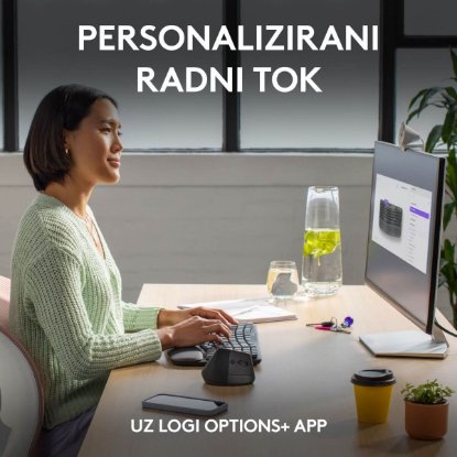 Tipkovnica LOGITECH Wave Keys, ergonomska, brezžična, črna