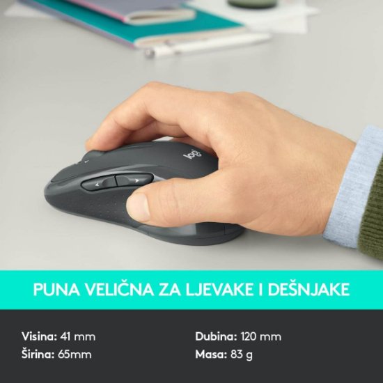 Tipkovnica + miška LOGITECH MK545 Advanced Combo, brezžična, črna, Unifying receiver USB
