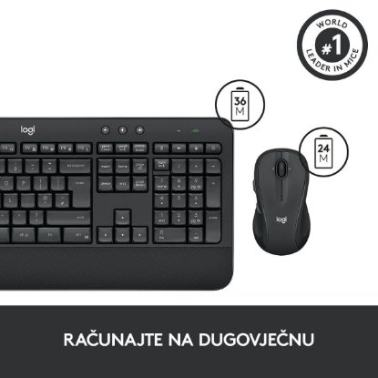 Tipkovnica + miška LOGITECH MK545 Advanced Combo, brezžična, črna, Unifying receiver USB