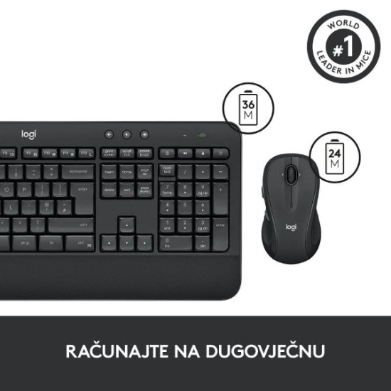 Tipkovnica + miška LOGITECH MK545 Advanced Combo, brezžična, črna, Unifying receiver USB