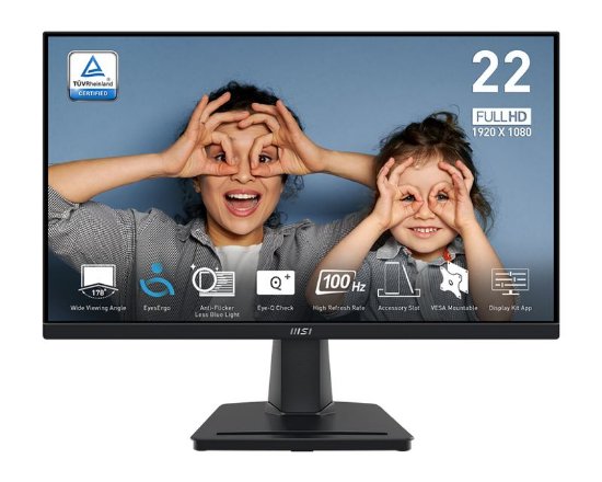 Monitor 21,5" MSI PRO MP225V, FHD, VA, 100 Hz, 1 ms, 300 cd/m2, črn